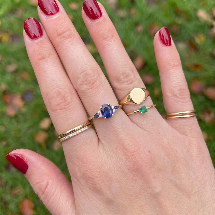 Oval Sapphire Ring for Women | Rose Gold Vintage Cluster Design | Blue Gemstone Anniversary Gift Jewelry