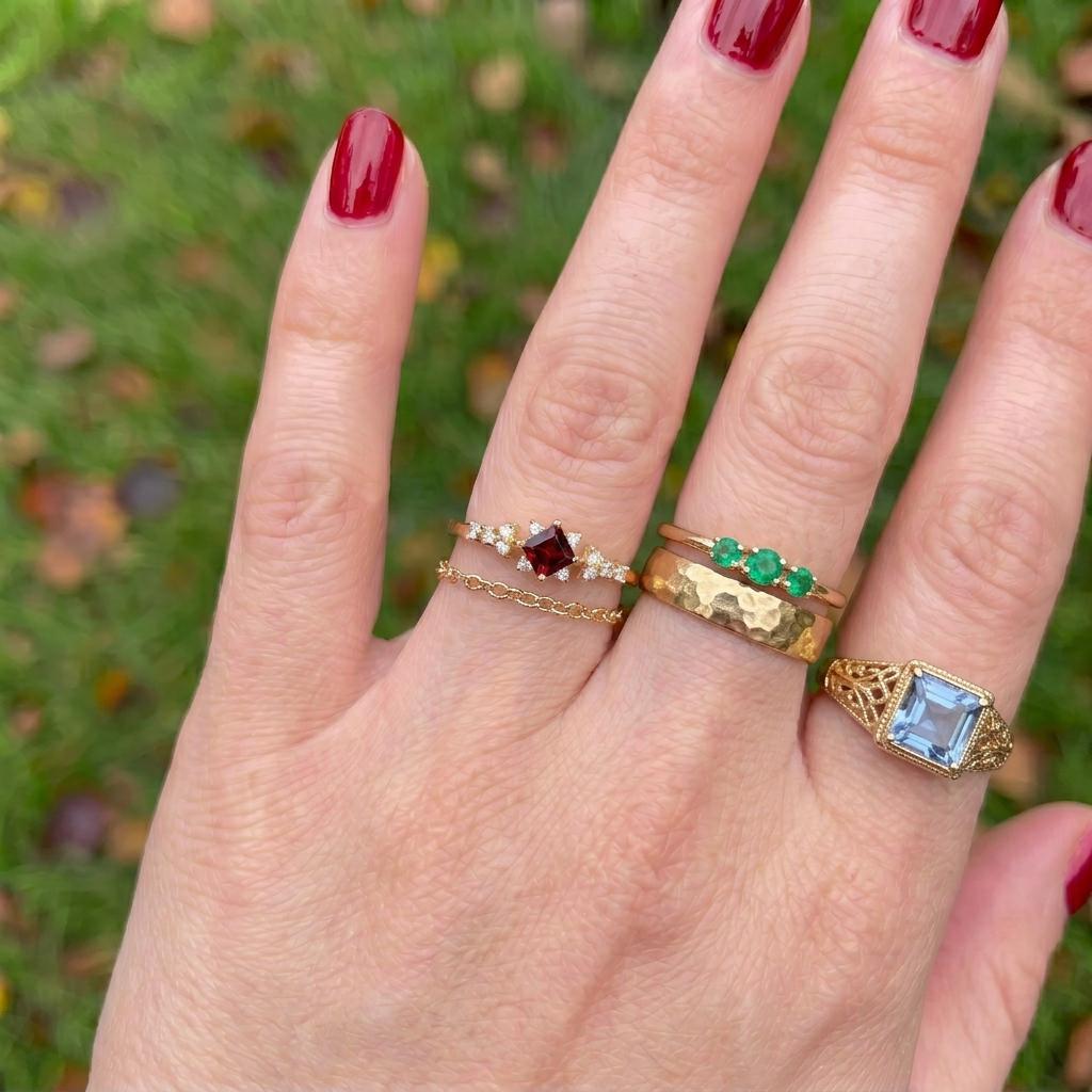 Garnet Engagement Ring, Square Cut Red Garnet & Sparkling Accent Stone Cluster Ring, January Birthstone Gold Ring, Vintage Inspired Promise