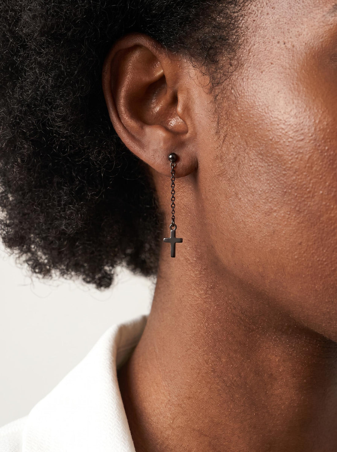 Minimalist Cross Dangle Earrings | Gothic Punk Chain Drop | Spiritual Religious Jewelry | Unisex Stainless Steel Gift