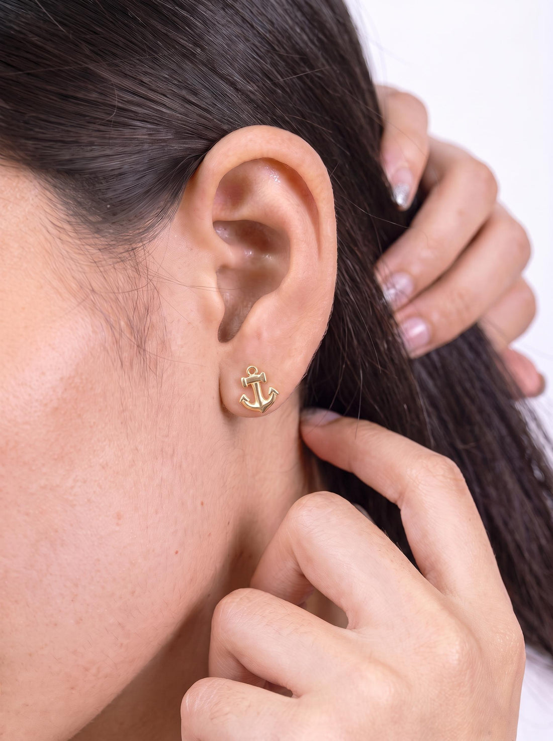 Dainty Gold Anchor Stud Earrings | Nautical Ocean Jewelry | Minimalist Marine Ship Anchor Studs | Everyday Summer Beach Earrings