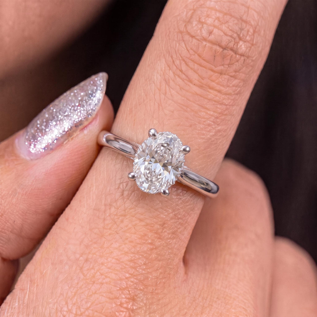 1.25 CT Elegant Oval Cut Diamond Engagement Ring | Hidden Halo Pavé Solitaire Ring | 14K Gold Proposal Ring | Anniversary Ring Gift for Her