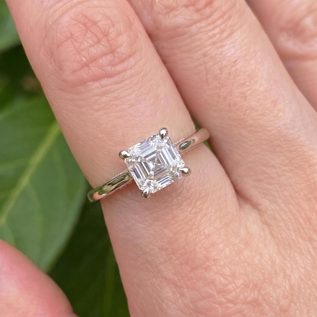Asscher Cut Diamond Solitaire Engagement Ring | Classic Cathedral Set Proposal Ring | Timeless Anniversary Gift for Her