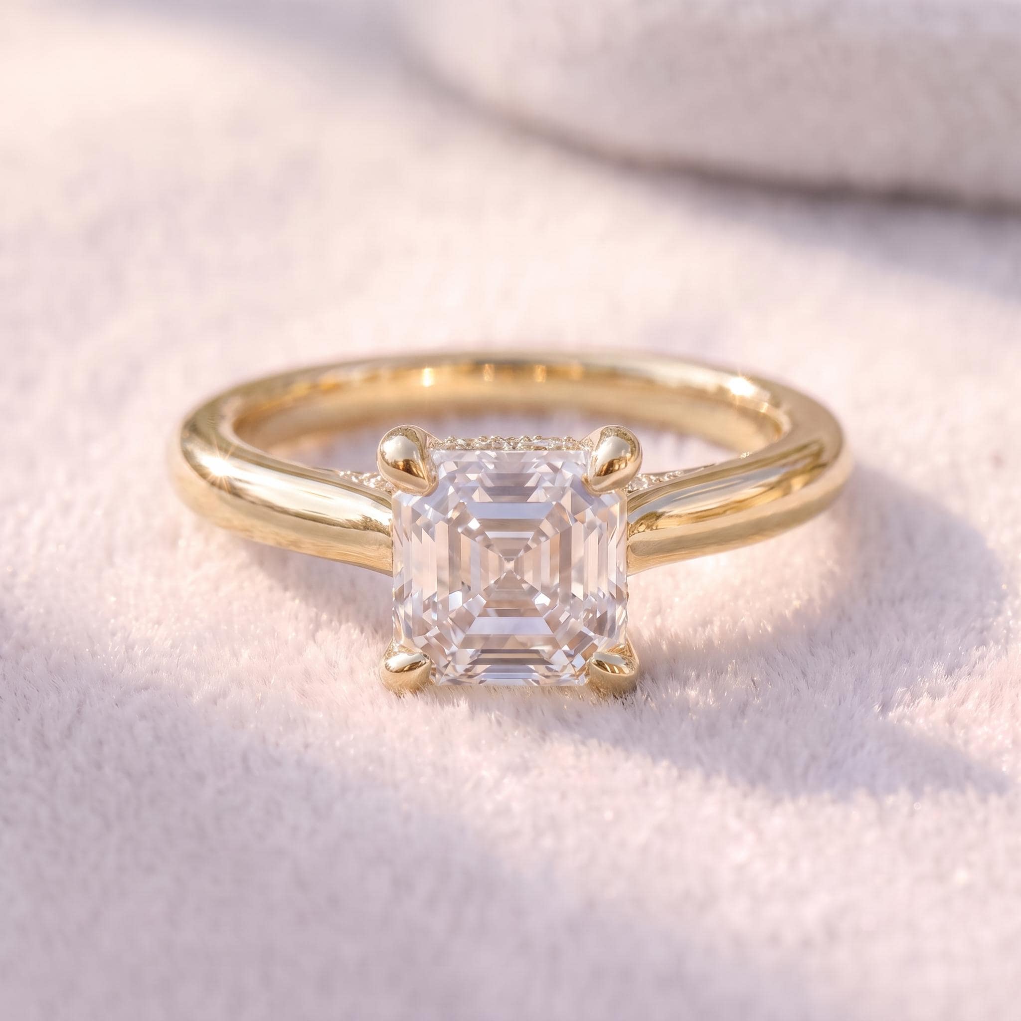Asscher Cut Diamond Solitaire Engagement Ring | Classic Cathedral Set Proposal Ring | Timeless Anniversary Gift for Her