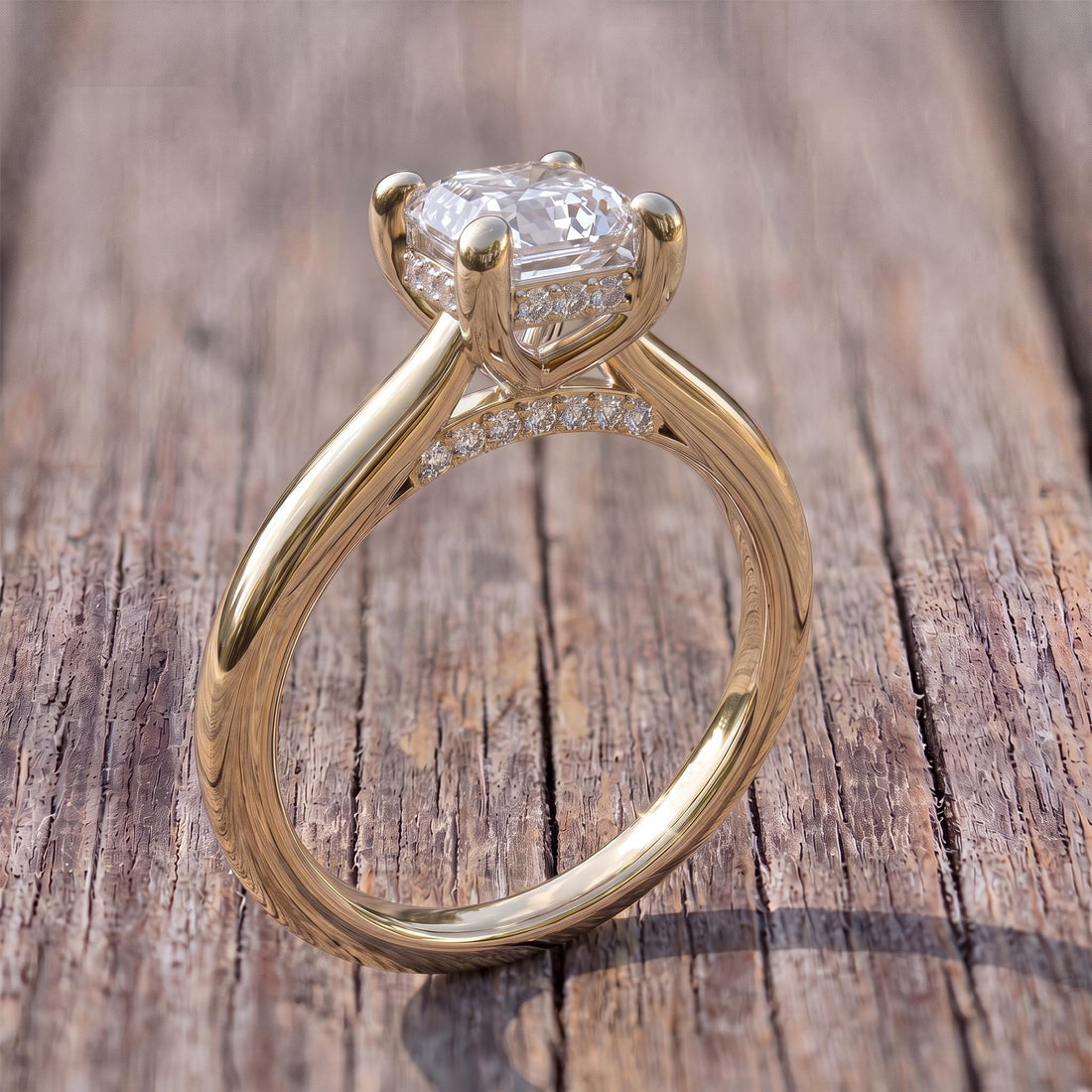 Asscher Cut Diamond Solitaire Engagement Ring | Classic Cathedral Set Proposal Ring | Timeless Anniversary Gift for Her
