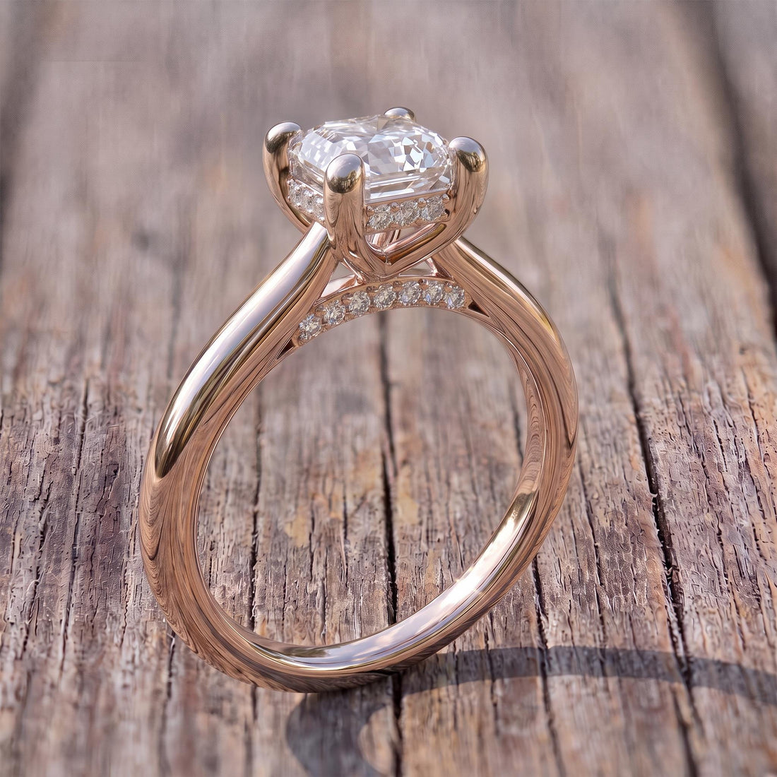 Asscher Cut Diamond Solitaire Engagement Ring | Classic Cathedral Set Proposal Ring | Timeless Anniversary Gift for Her