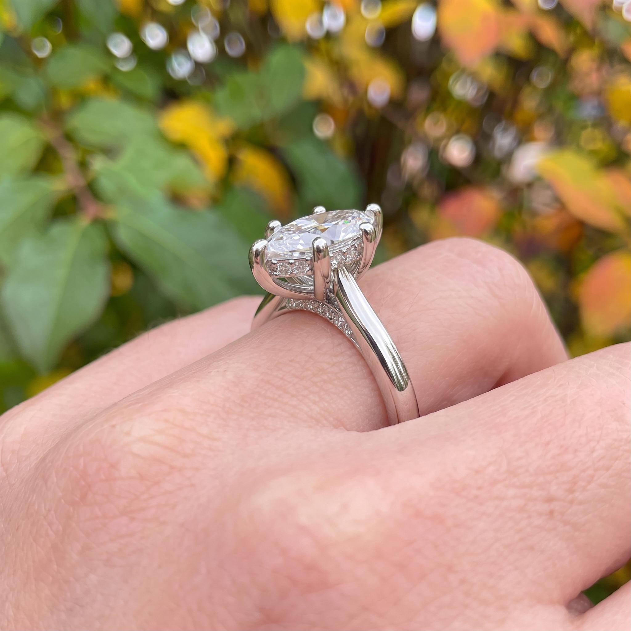 Elegant Marquise Diamond Solitaire Ring | Unique Bubble Prong Engagement Ring | 14K Gold Promise Ring | Anniversary Gift
