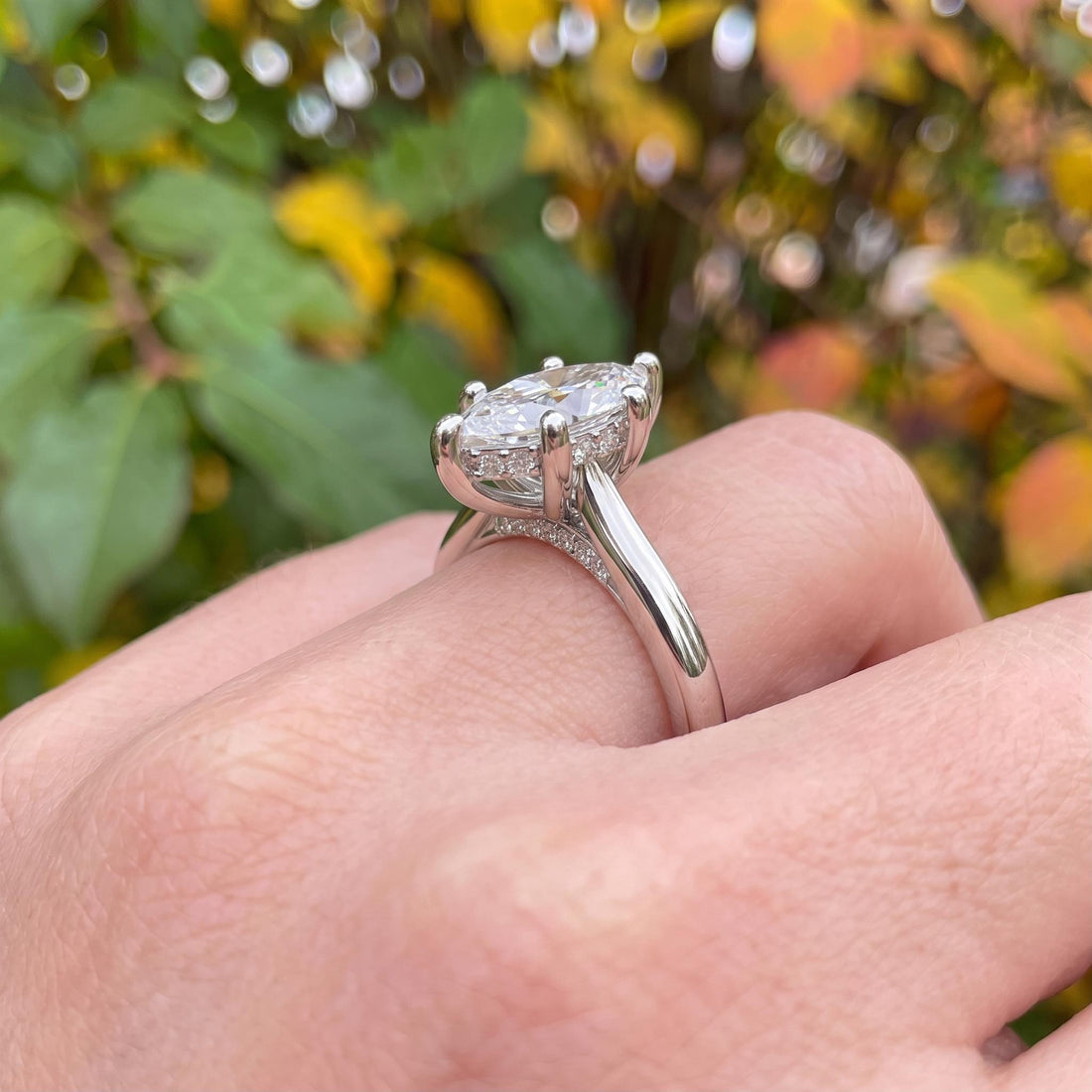 Elegant Marquise Diamond Solitaire Ring | Unique Bubble Prong Engagement Ring | 14K Gold Promise Ring | Anniversary Gift