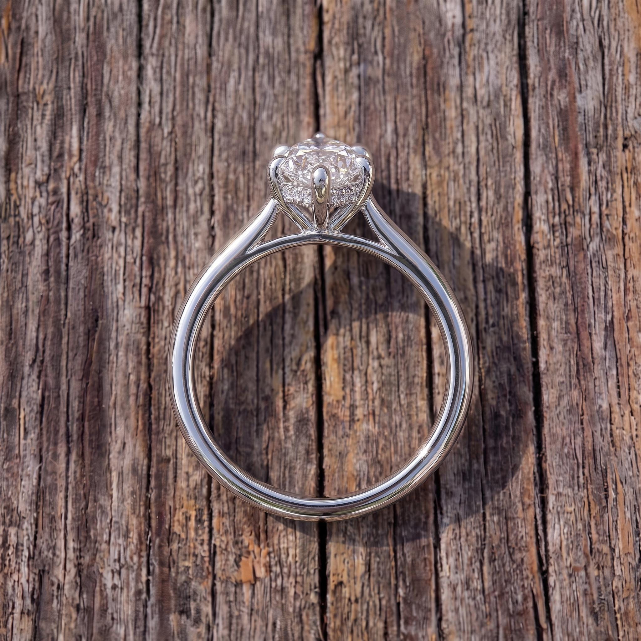 Elegant Marquise Diamond Solitaire Ring | Unique Bubble Prong Engagement Ring | 14K Gold Promise Ring | Anniversary Gift
