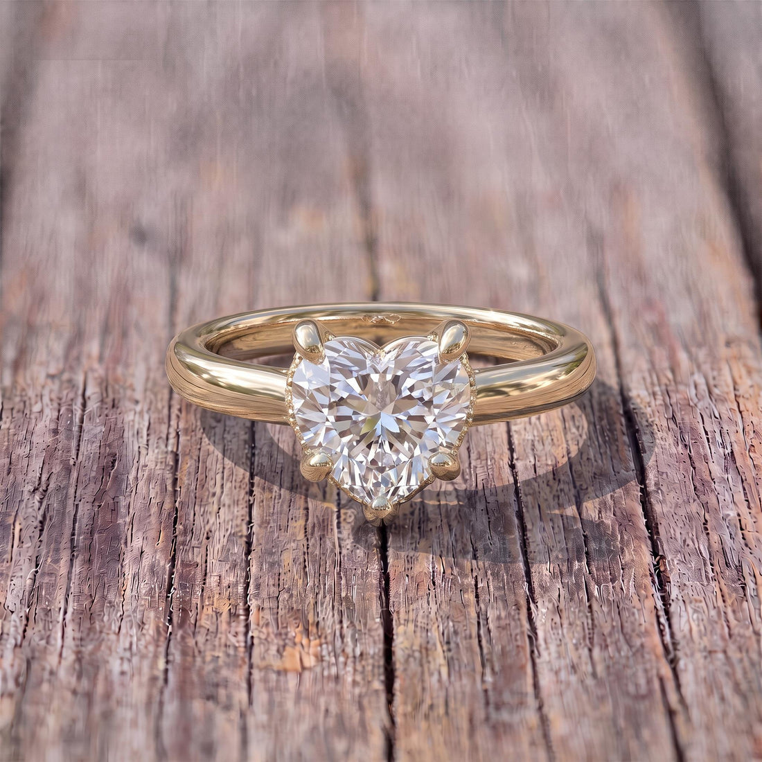 Heart Shaped Diamond Engagement Ring, Solitaire Promise Ring, Dainty Anniversary Gift for Her, Unique Wedding Proposal Jewelry