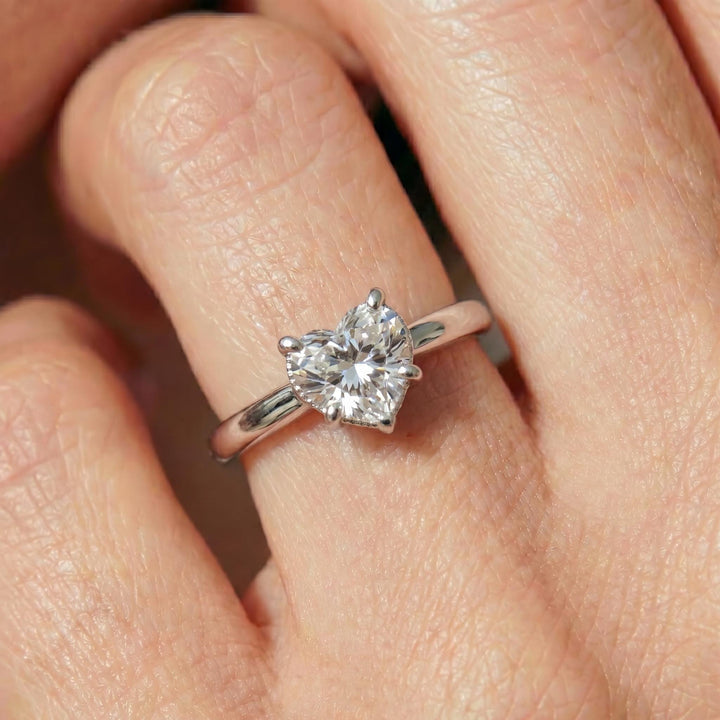 Heart Shaped Diamond Engagement Ring, Solitaire Promise Ring, Dainty Anniversary Gift for Her, Unique Wedding Proposal Jewelry