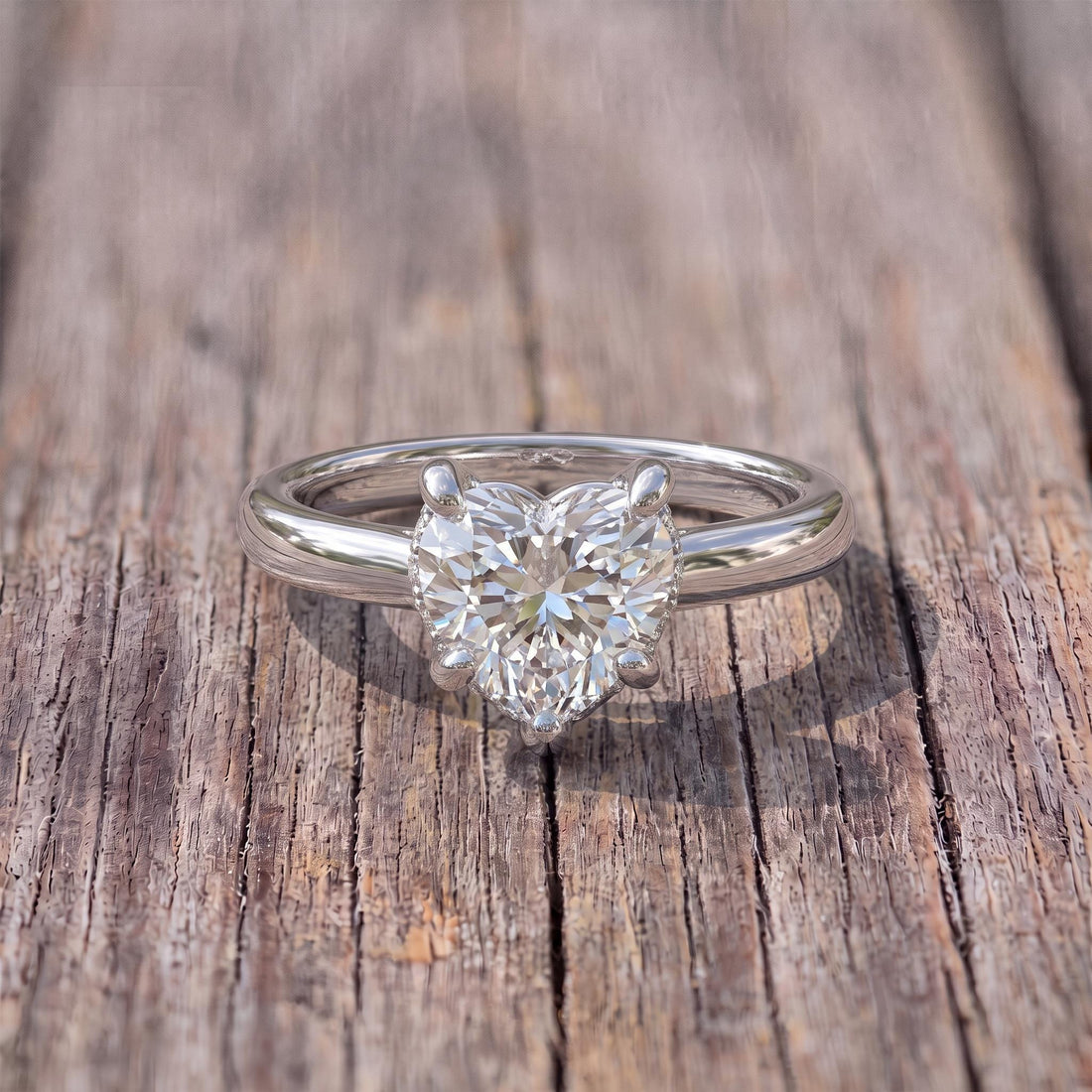 Heart Shaped Diamond Engagement Ring, Solitaire Promise Ring, Dainty Anniversary Gift for Her, Unique Wedding Proposal Jewelry