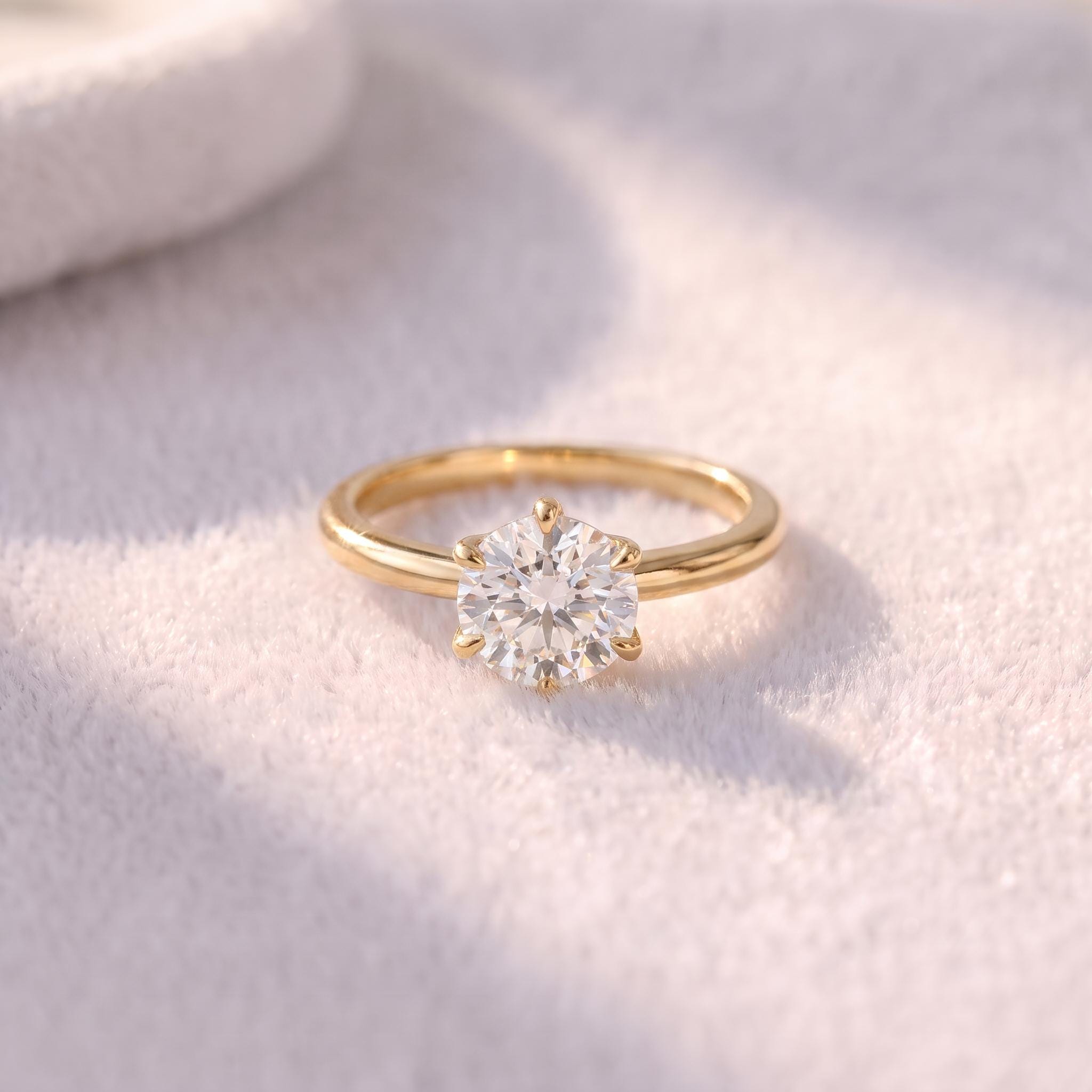 Moissanite Solitaire Engagement Ring | Round Brilliant Moissanite Promise Ring | Timeless Wedding Anniversary Ring Gift for Her