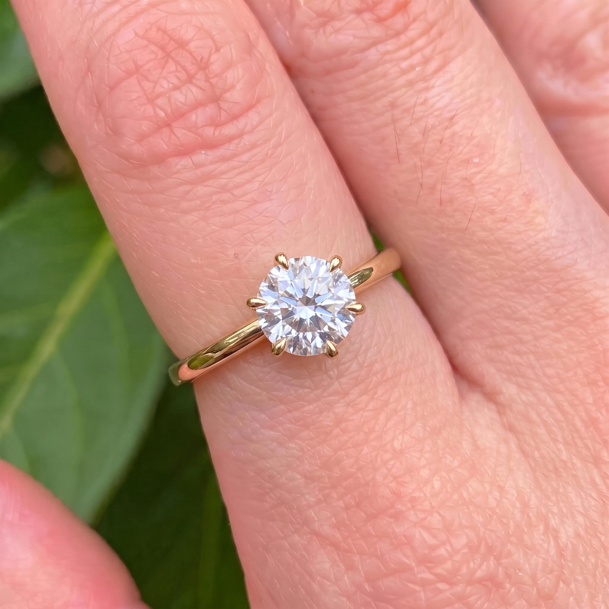Moissanite Solitaire Engagement Ring | Round Brilliant Moissanite Promise Ring | Timeless Wedding Anniversary Ring Gift for Her