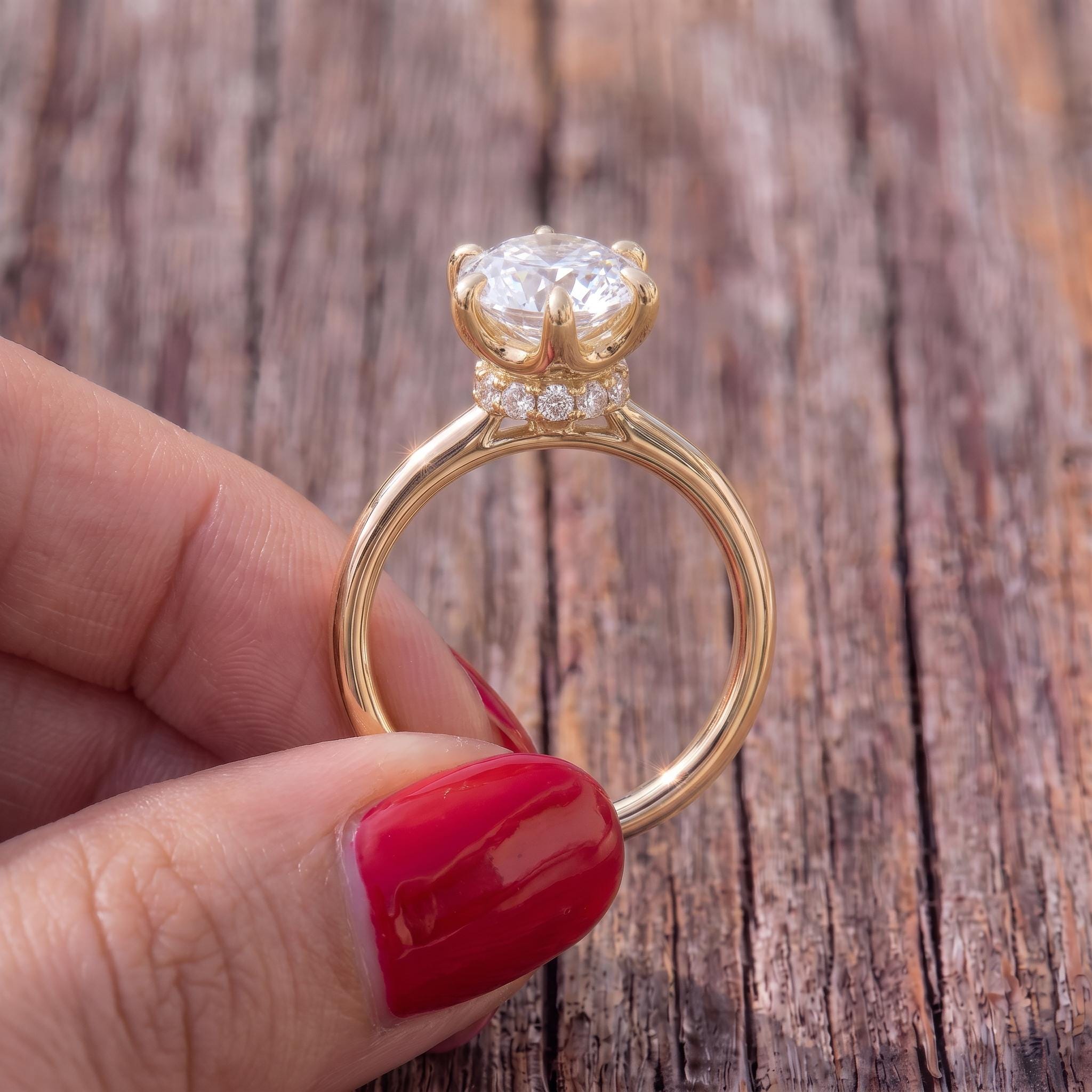 Moissanite Solitaire Engagement Ring | Round Brilliant Moissanite Promise Ring | Timeless Wedding Anniversary Ring Gift for Her