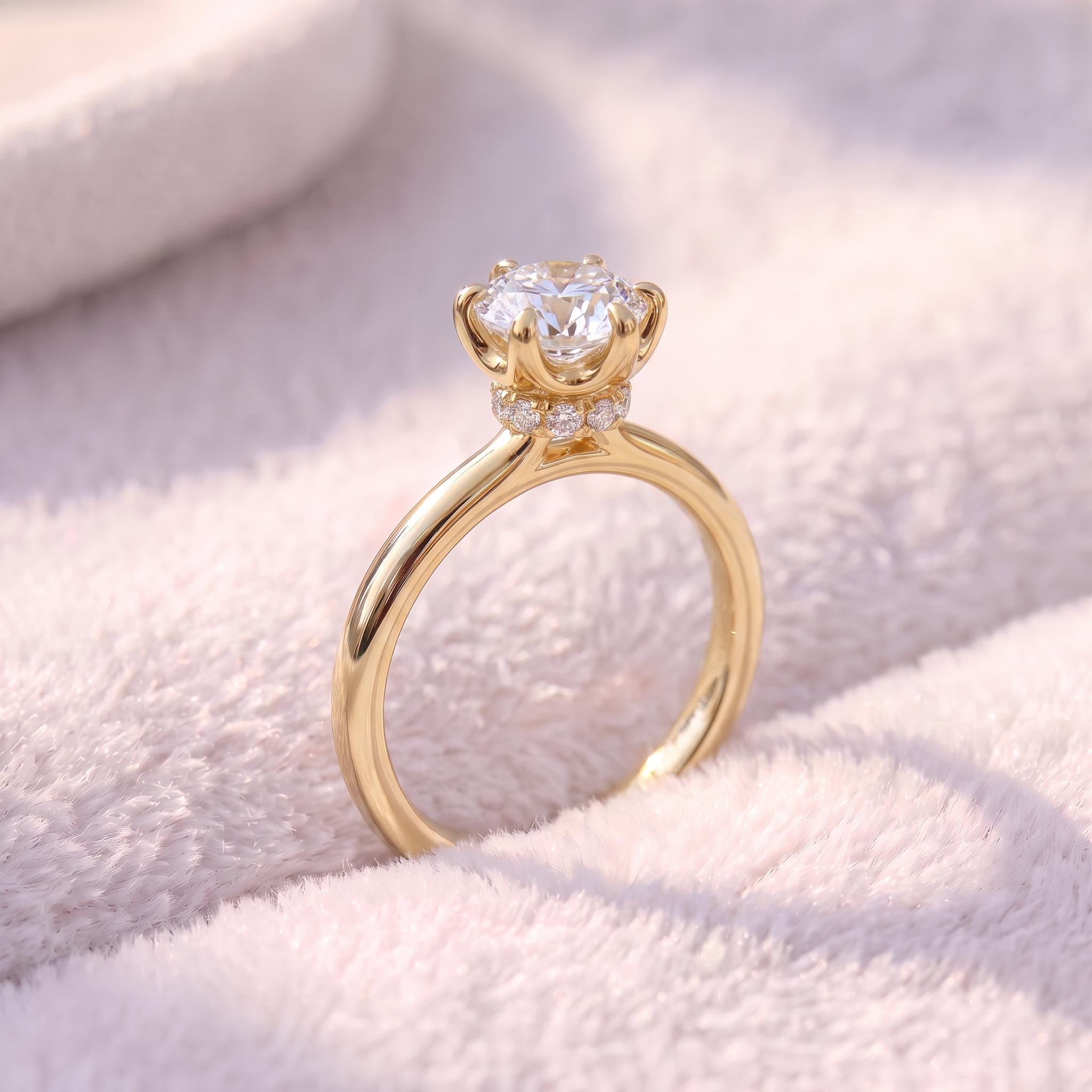Moissanite Solitaire Engagement Ring | Round Brilliant Moissanite Promise Ring | Timeless Wedding Anniversary Ring Gift for Her