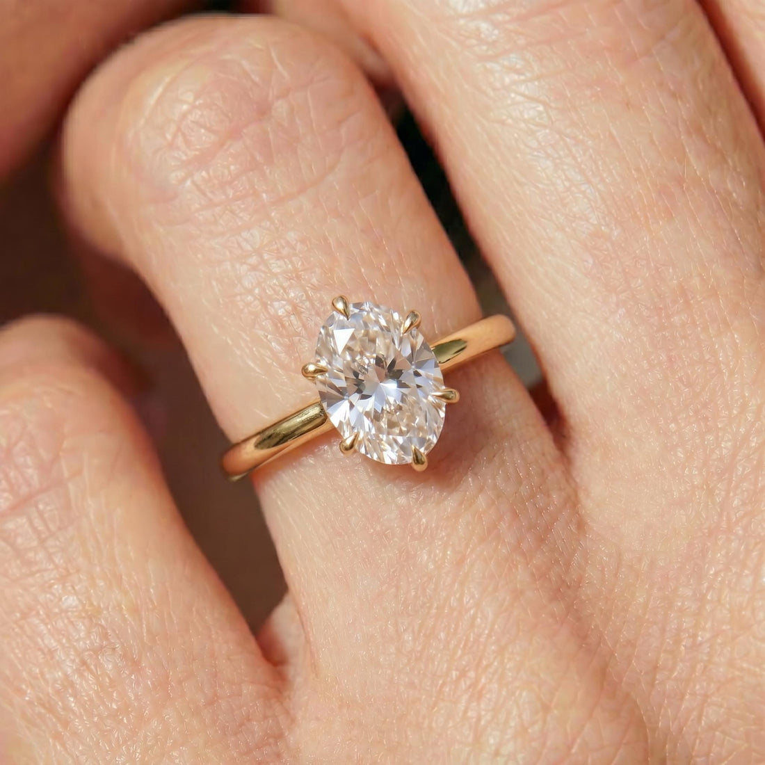 Elegant Oval Moissanite Engagement Ring | 14K Gold Solitaire Promise Ring | Classic Diamond Alternative Proposal Ring | Anniversary Gift