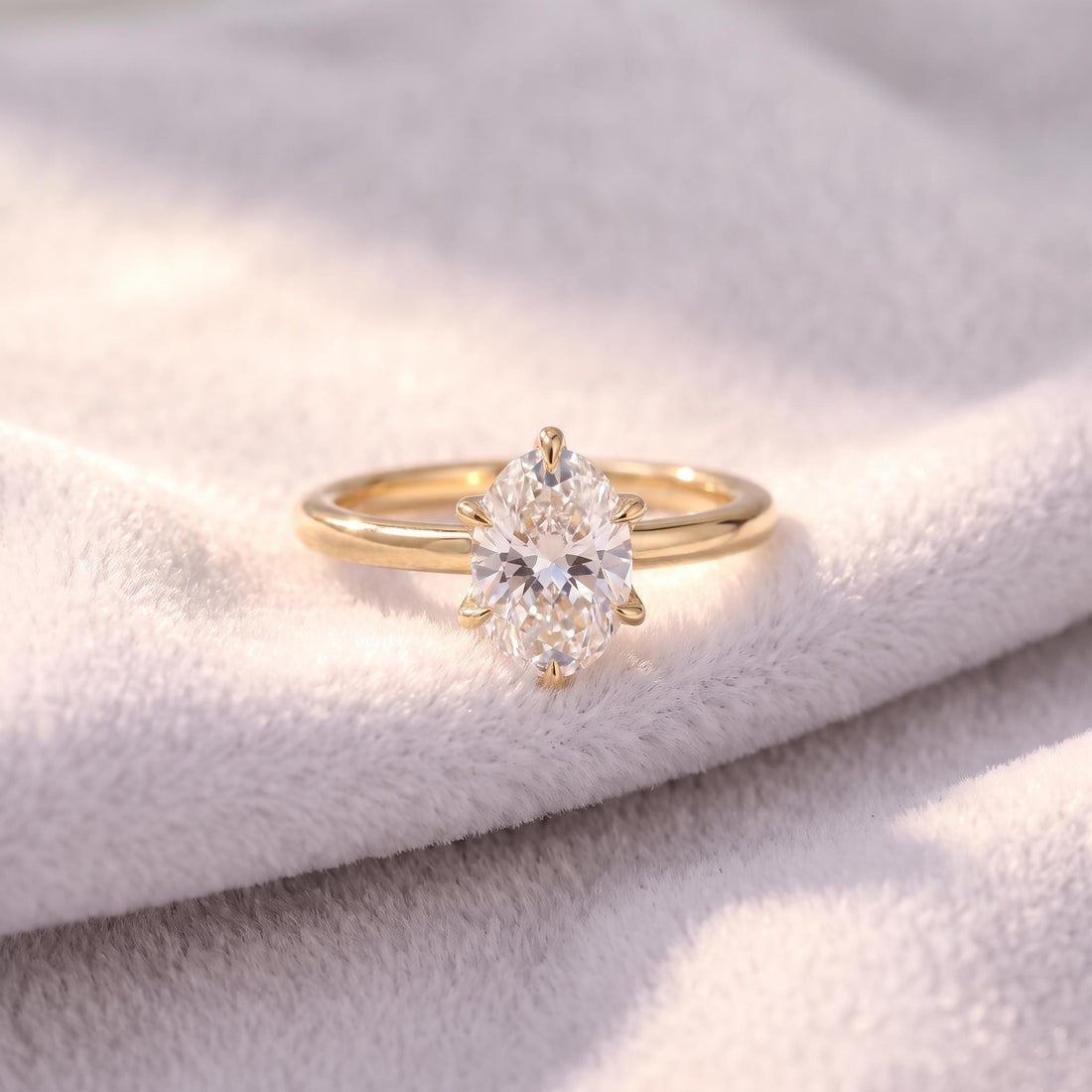 Elegant Oval Moissanite Engagement Ring | 14K Gold Solitaire Promise Ring | Classic Diamond Alternative Proposal Ring | Anniversary Gift