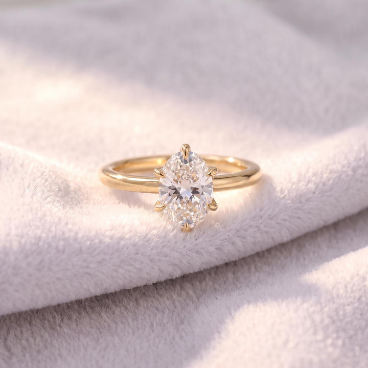 Elegant Oval Moissanite Engagement Ring | 14K Gold Solitaire Promise Ring | Classic Diamond Alternative Proposal Ring | Anniversary Gift