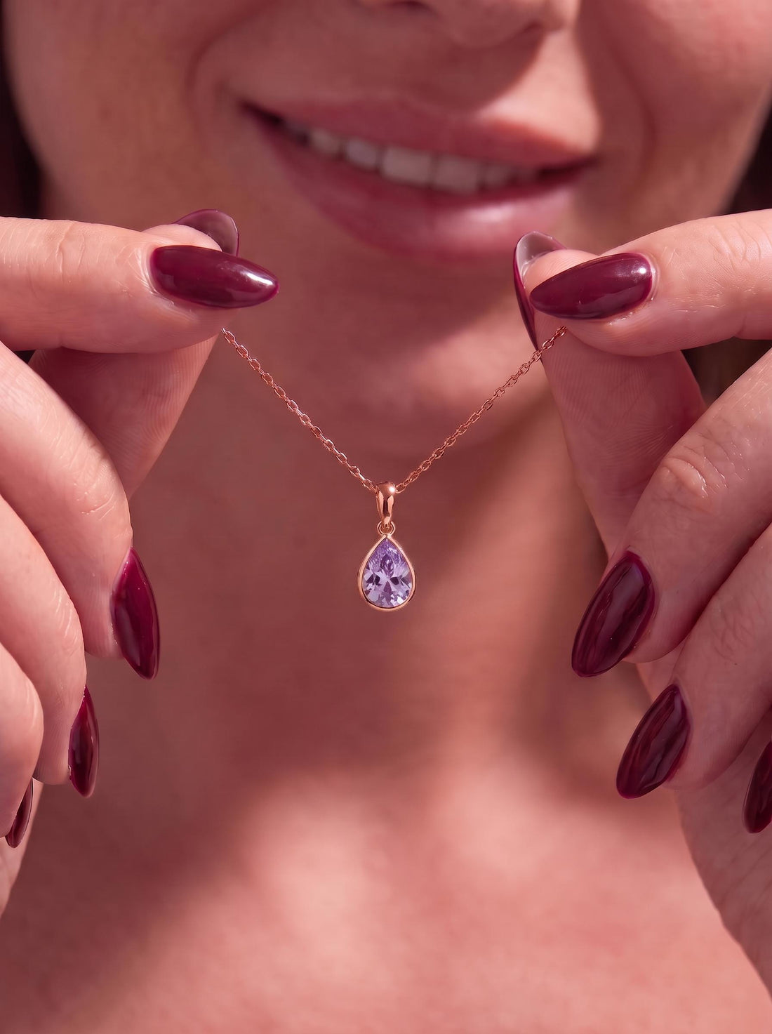 Lavender Amethyst Teardrop Necklace | 14K Gold Purple Pear Cut Pendant | Elegant Everyday Jewelry | Minimalist Gift for Her