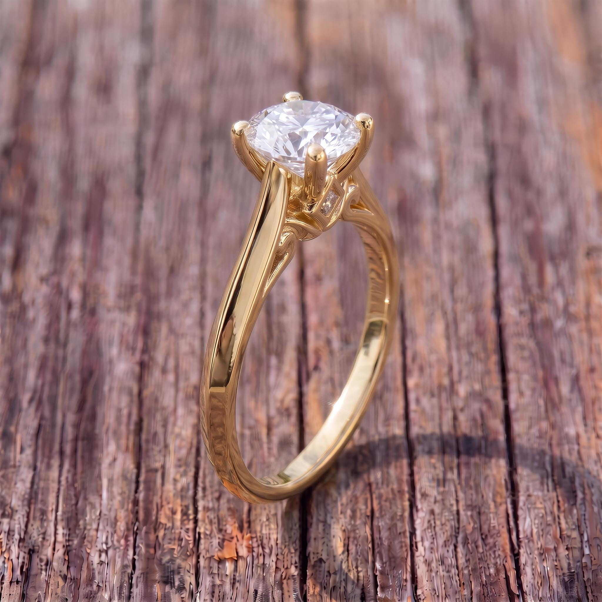Classic Solitaire Diamond Engagement Ring | Brilliant Cut Diamond in Sterling Silver | Timeless Proposal Ring | Anniversary Gift