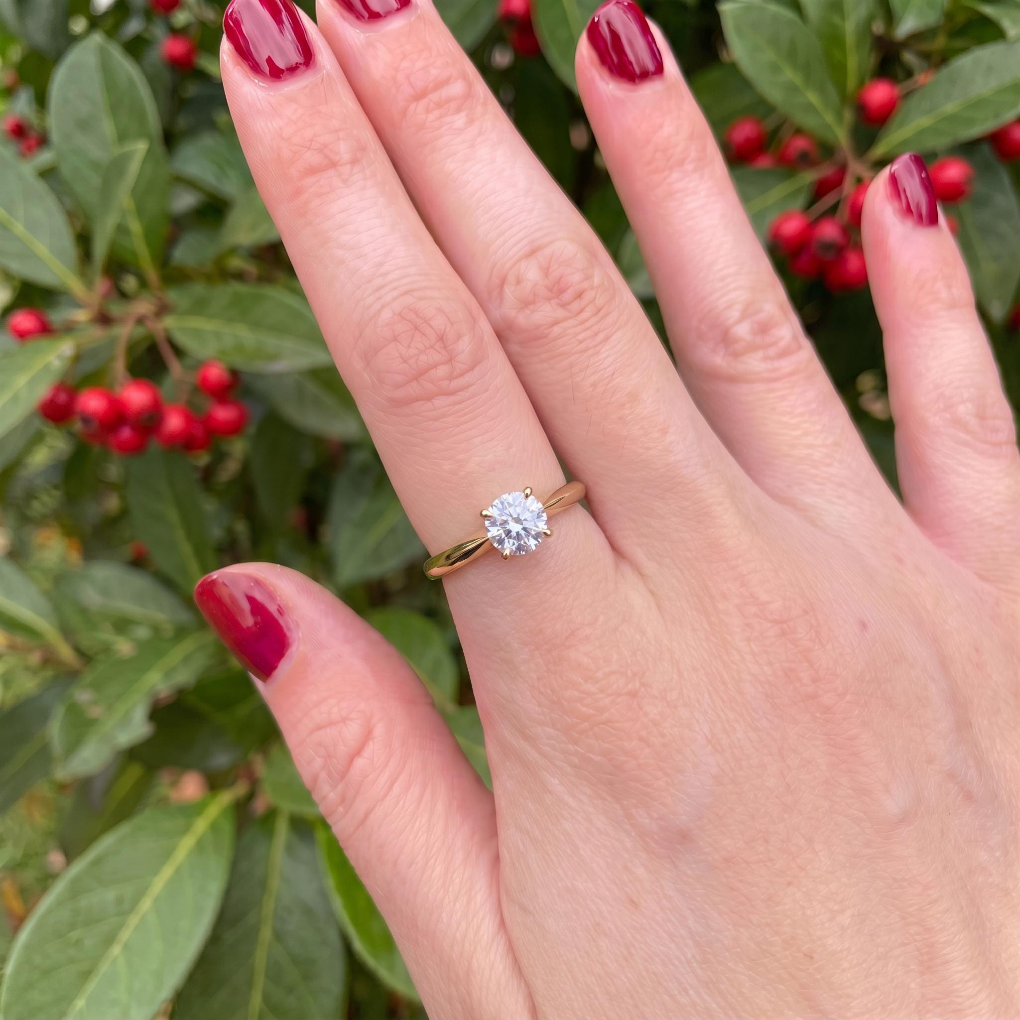 Classic Solitaire Diamond Engagement Ring | Brilliant Cut Diamond in Sterling Silver | Timeless Proposal Ring | Anniversary Gift