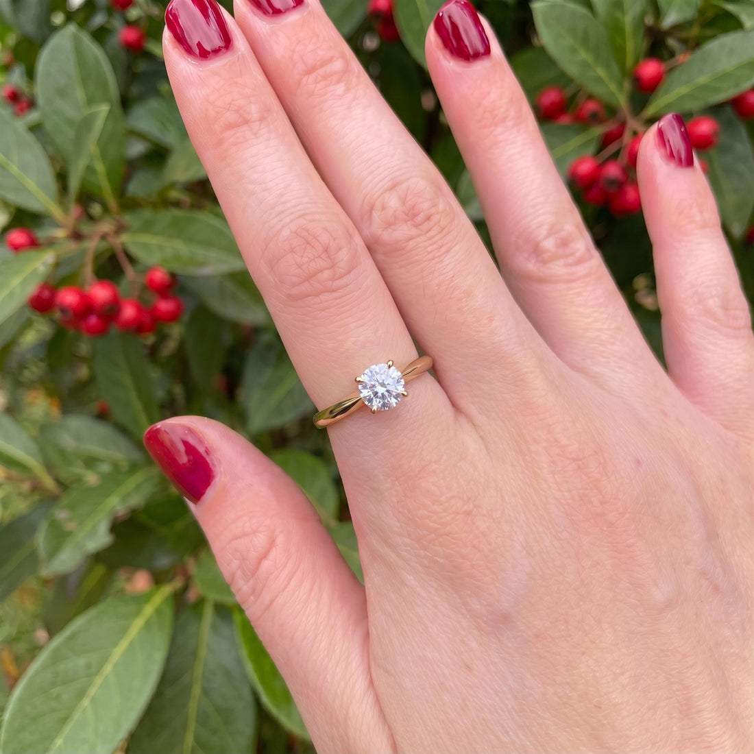 Classic Solitaire Diamond Engagement Ring | Brilliant Cut Diamond in Sterling Silver | Timeless Proposal Ring | Anniversary Gift