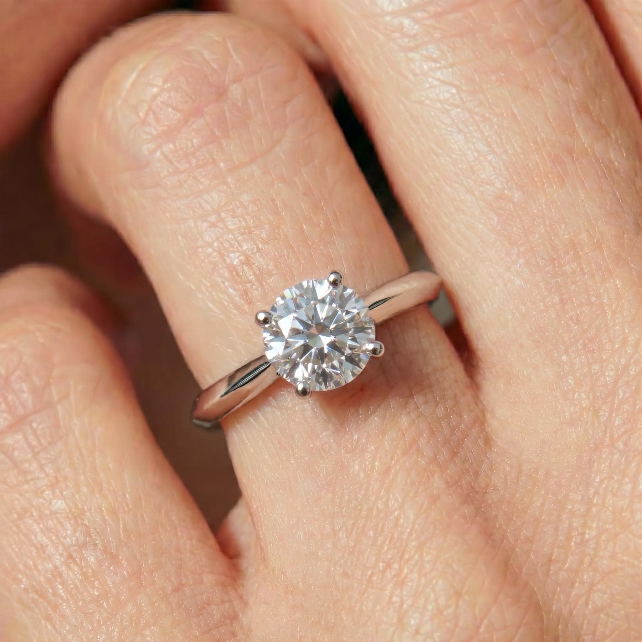 Classic Solitaire Diamond Engagement Ring | Brilliant Cut Diamond in Sterling Silver | Timeless Proposal Ring | Anniversary Gift