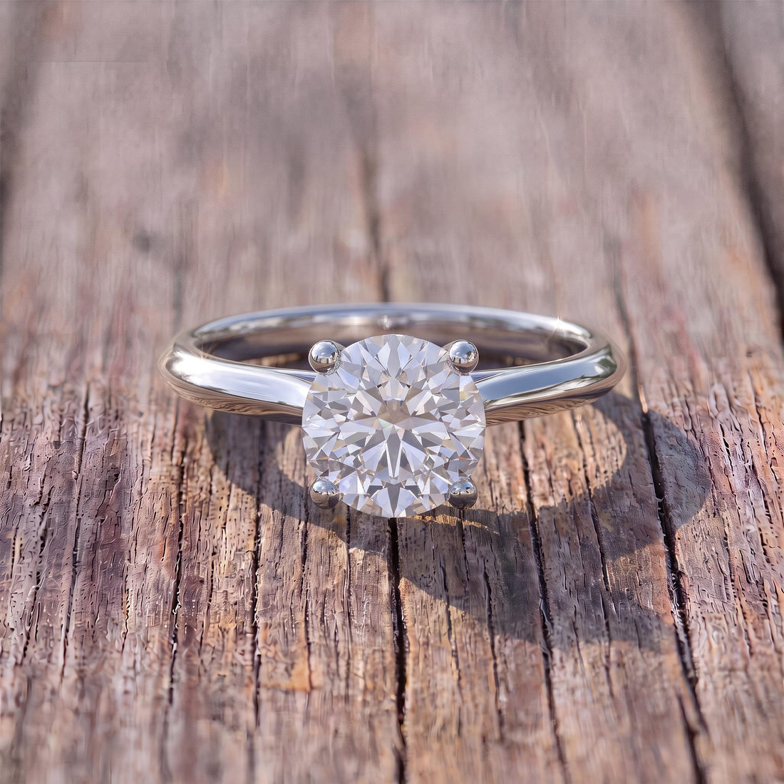 Classic Solitaire Diamond Engagement Ring | Brilliant Cut Diamond in Sterling Silver | Timeless Proposal Ring | Anniversary Gift