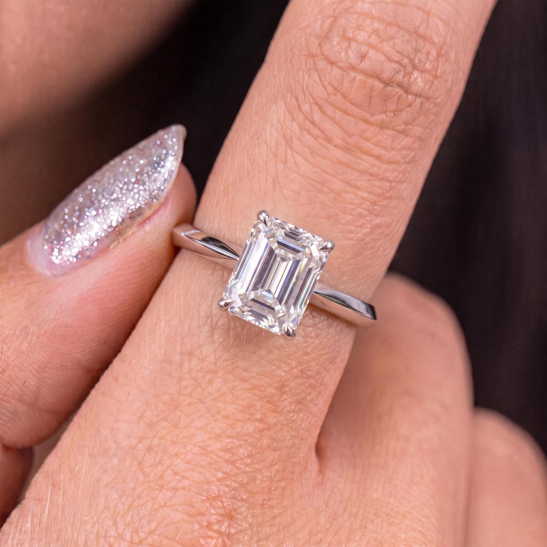 Elegant Emerald Cut Diamond Engagement Ring | Classic Solitaire Proposal Ring | 14K Gold Anniversary Gift for Her | Timeless Fine Jewelry
