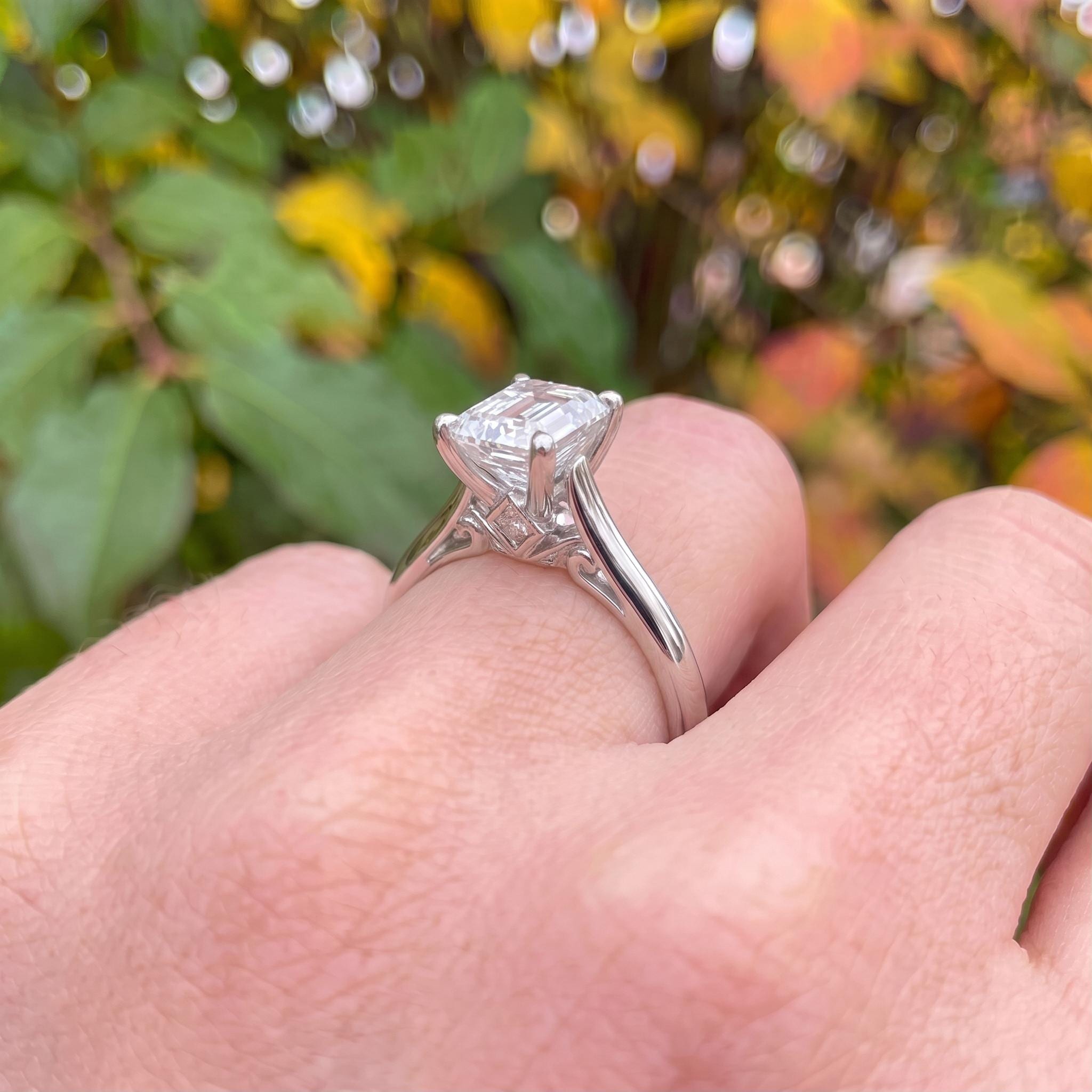 Elegant Emerald Cut Diamond Engagement Ring | Classic Solitaire Proposal Ring | 14K Gold Anniversary Gift for Her | Timeless Fine Jewelry