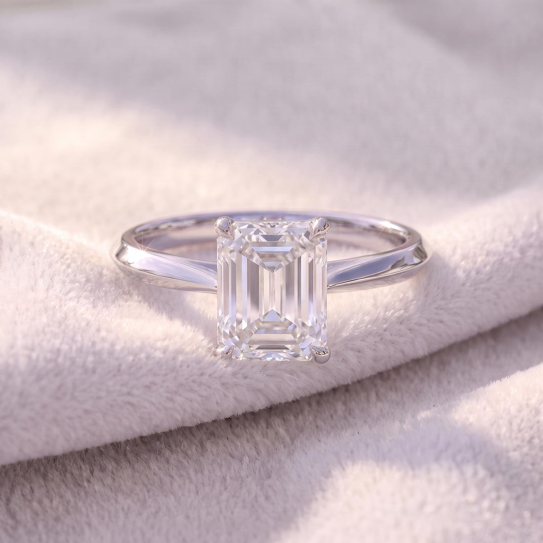 Elegant Emerald Cut Diamond Engagement Ring | Classic Solitaire Proposal Ring | 14K Gold Anniversary Gift for Her | Timeless Fine Jewelry