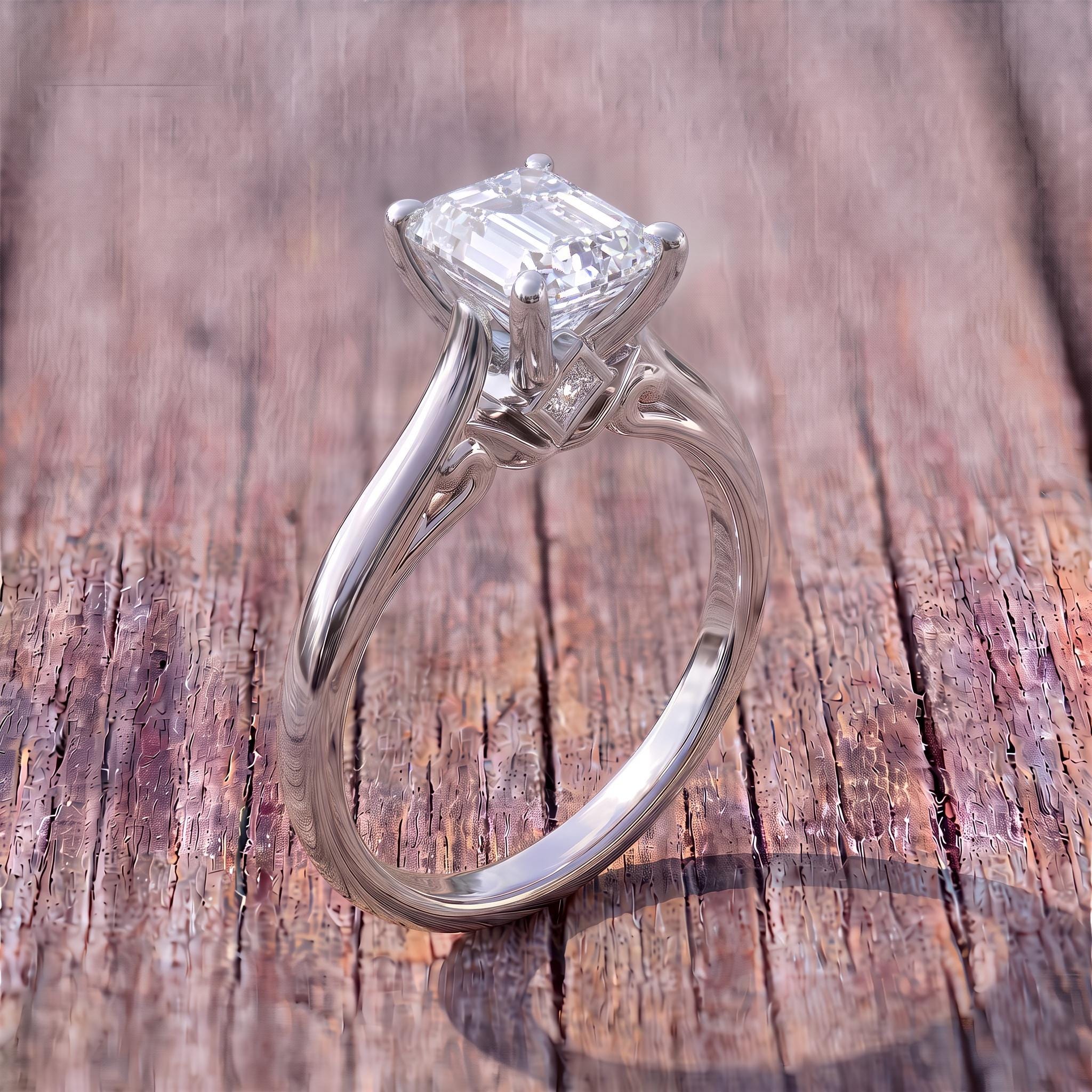 Elegant Emerald Cut Diamond Engagement Ring | Classic Solitaire Proposal Ring | 14K Gold Anniversary Gift for Her | Timeless Fine Jewelry