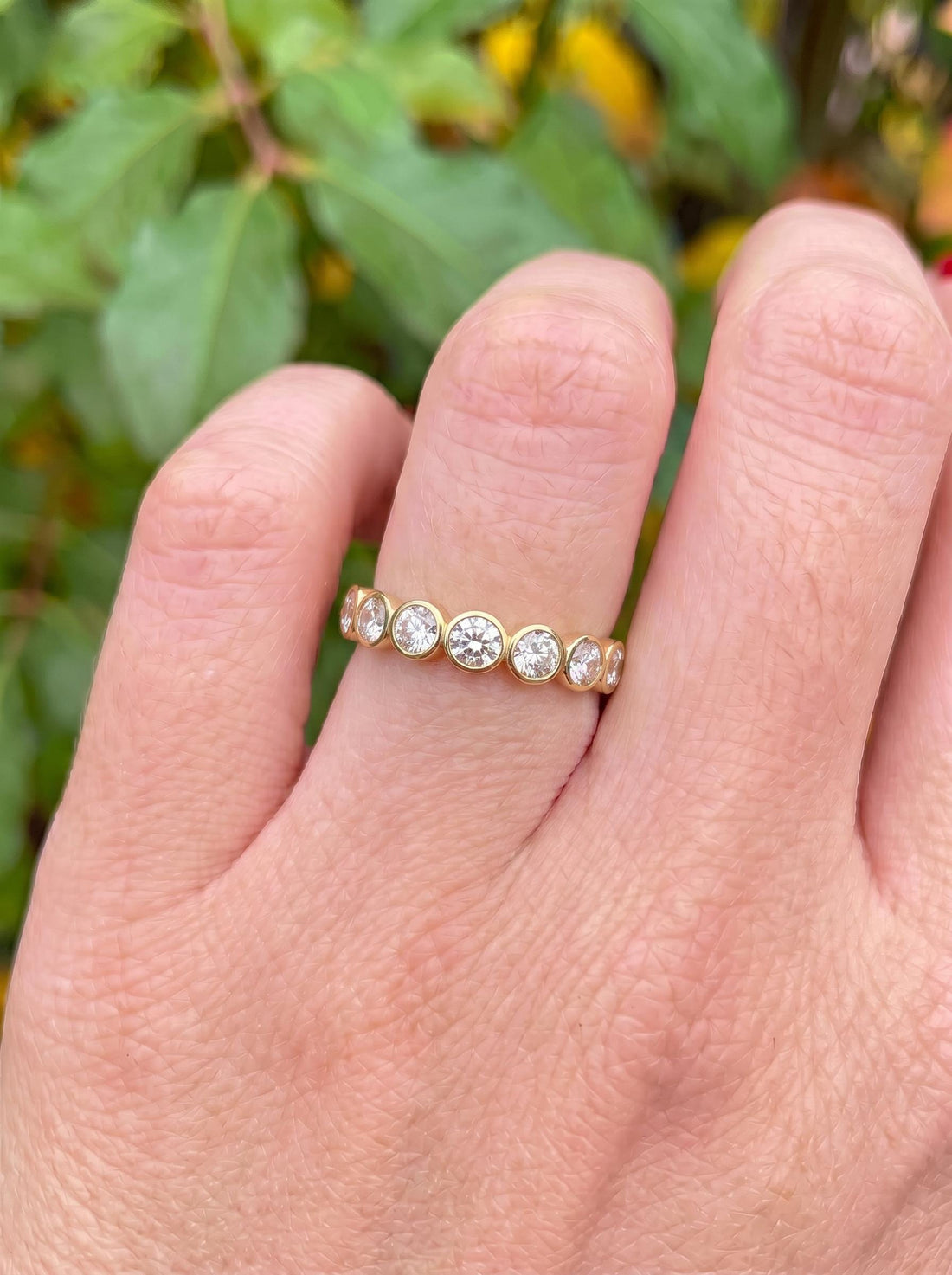 3.5mm Elegant Bezel Set Eternity Ring | 14K Gold Simulated Diamond Stacking Band | Anniversary Wedding Ring | Promise Ring Gift for Her