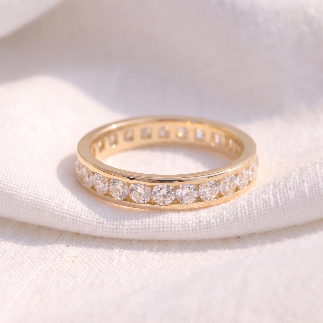 2.5MM Channel Set Eternity Band | Stackable Wedding Ring | Anniversary Gift for Her | Brilliant Diamond Simulant Full Circle Ring