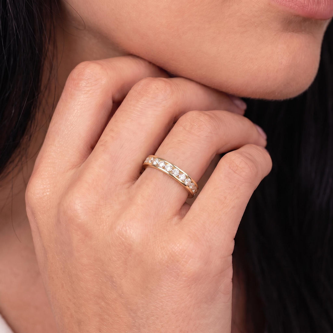 2.5MM Channel Set Eternity Band | Stackable Wedding Ring | Anniversary Gift for Her | Brilliant Diamond Simulant Full Circle Ring