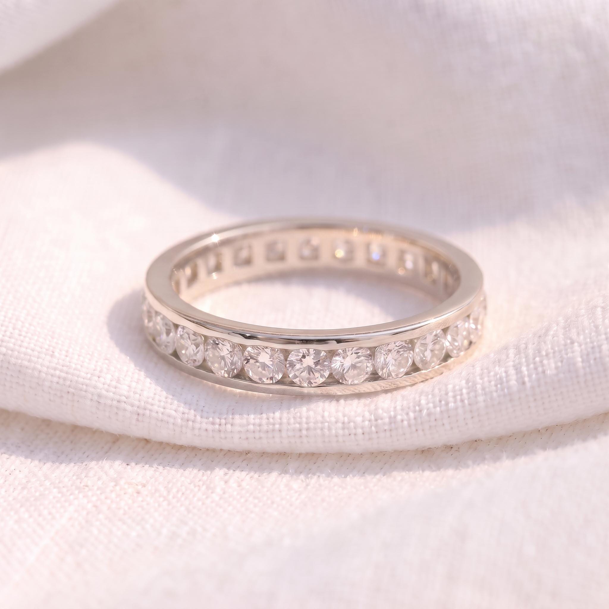 2.5MM Channel Set Eternity Band | Stackable Wedding Ring | Anniversary Gift for Her | Brilliant Diamond Simulant Full Circle Ring