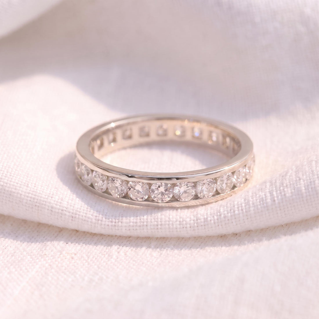2.5MM Channel Set Eternity Band | Stackable Wedding Ring | Anniversary Gift for Her | Brilliant Diamond Simulant Full Circle Ring
