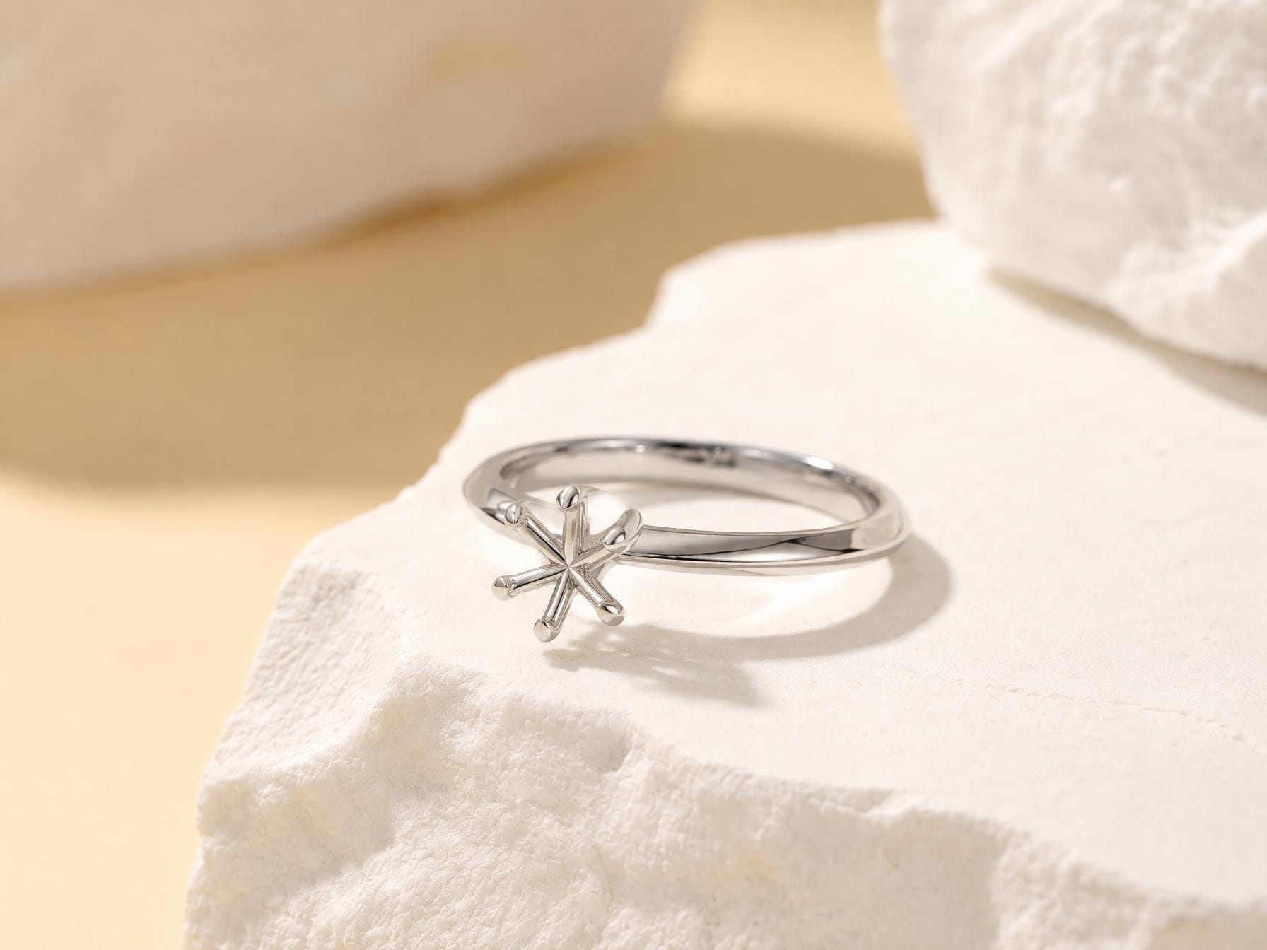 Round Semi Mount Ring Setting 5mm to 9mm, 925 Sterling Silver Solitaire Ring Mount, 6 Prong Empty Ring Setting for DIY