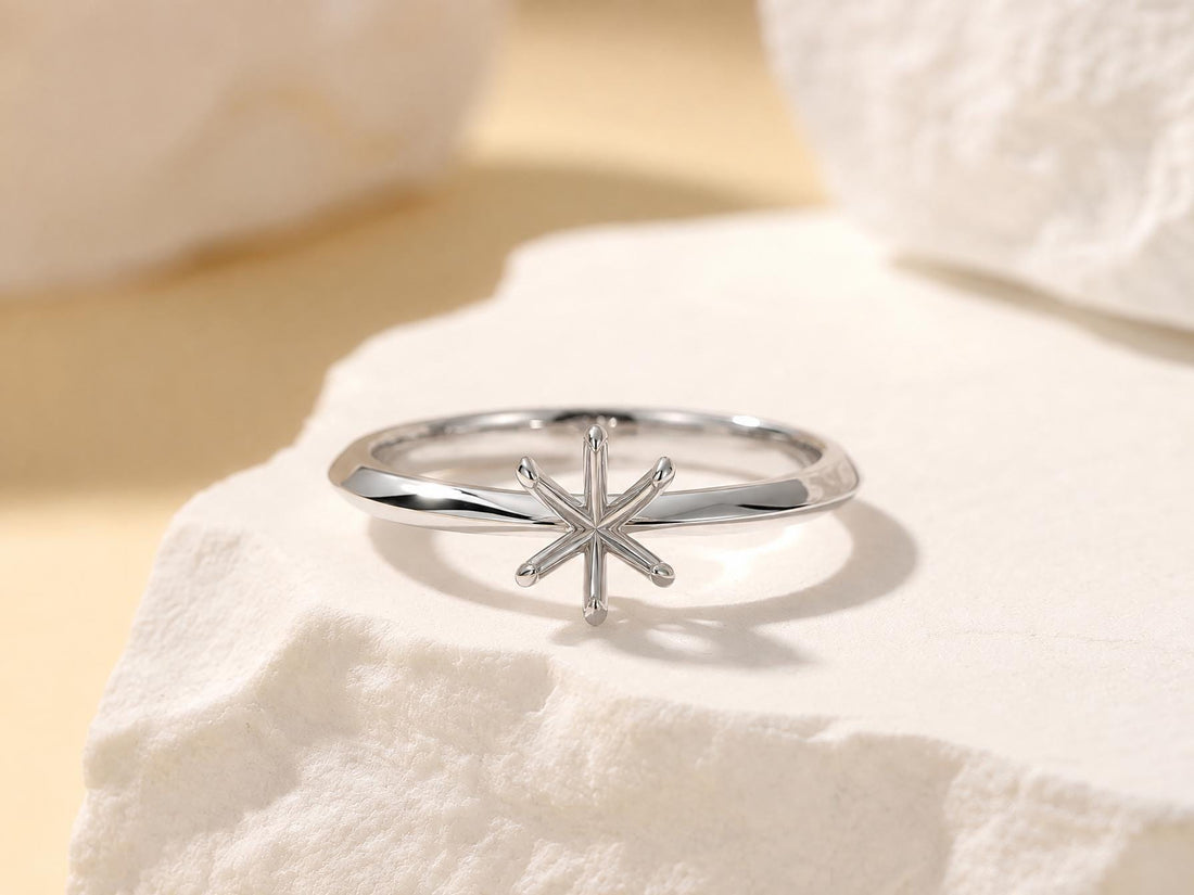 Round Semi Mount Ring Setting 5mm to 9mm, 925 Sterling Silver Solitaire Ring Mount, 6 Prong Empty Ring Setting for DIY