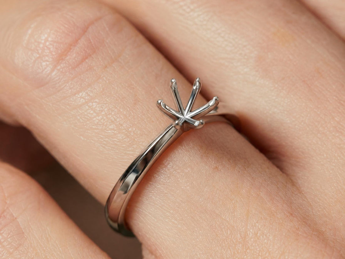 Round Semi Mount Ring Setting 5mm to 9mm, 925 Sterling Silver Solitaire Ring Mount, 6 Prong Empty Ring Setting for DIY