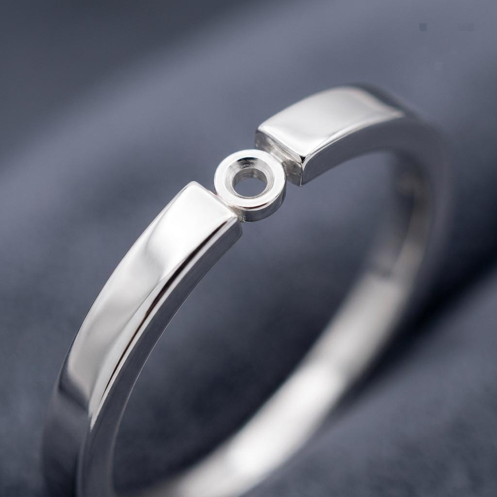 Round Semi Mount Ring Setting 3mm, 925 Sterling Silver Tension Style Ring Mount, Minimalist Empty Ring Setting for DIY
