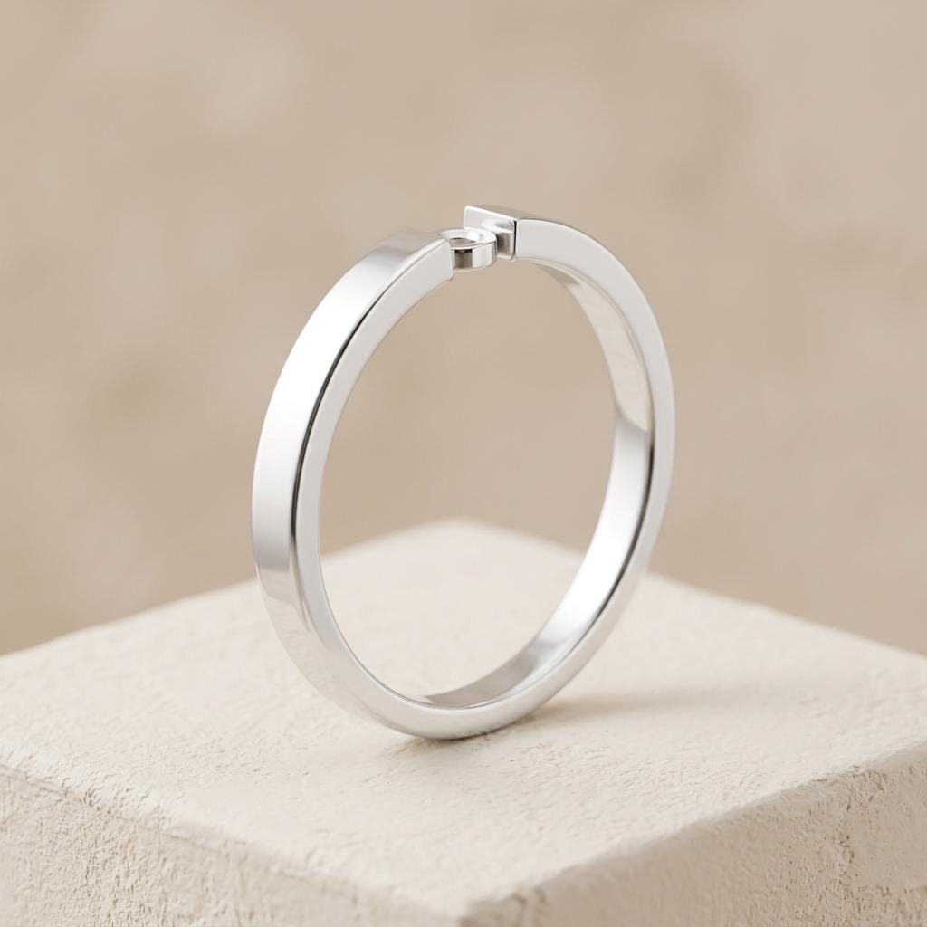 Round Semi Mount Ring Setting 3mm, 925 Sterling Silver Tension Style Ring Mount, Minimalist Empty Ring Setting for DIY