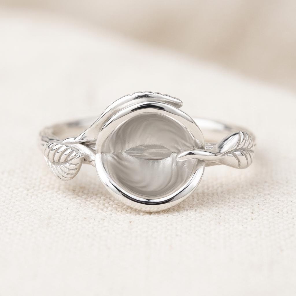 Round Semi Mount Ring Setting 5 to 8mm, 925 Sterling Silver Leaf Vine Ring Mount, Open Petal Cup Empty Ring Setting for DIY