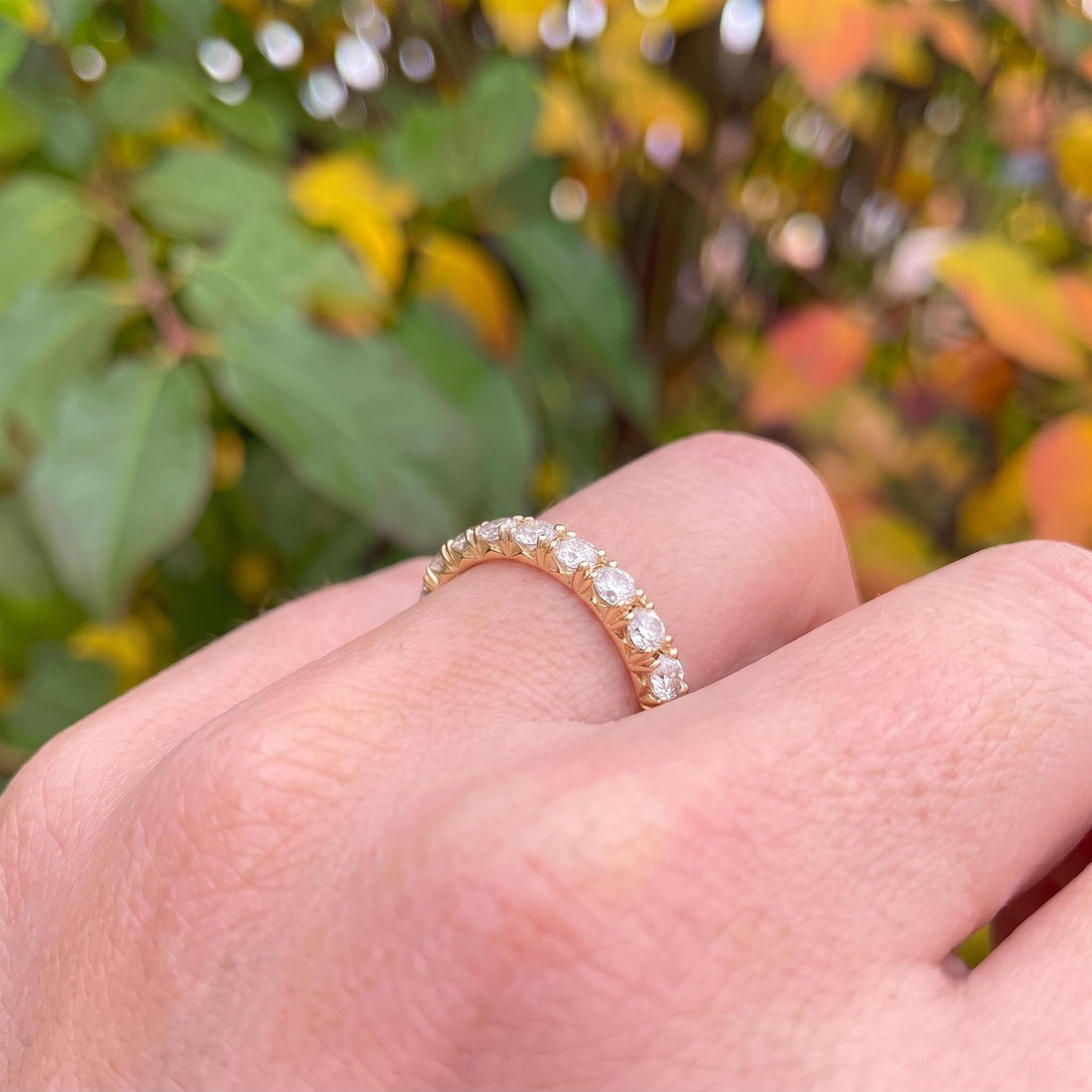 2.5mm French Pave Eternity Ring, 14K Gold Full Eternity Stackable Band, Anniversary Ring Gift for Her, Promise Ring