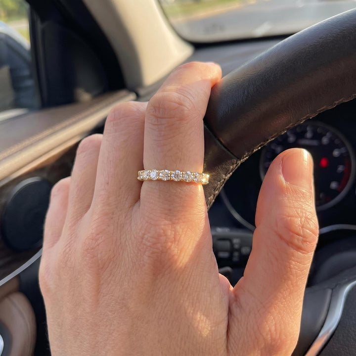 2.5mm French Pave Eternity Ring, 14K Gold Full Eternity Stackable Band, Anniversary Ring Gift for Her, Promise Ring