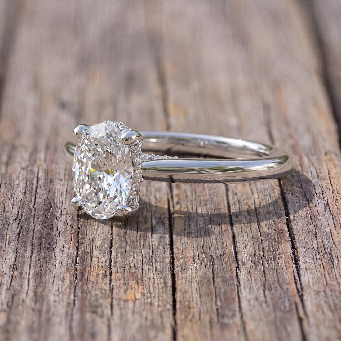 1.25 CT Elegant Oval Cut Diamond Engagement Ring | Hidden Halo Pavé Solitaire Ring | 14K Gold Proposal Ring | Anniversary Ring Gift for Her