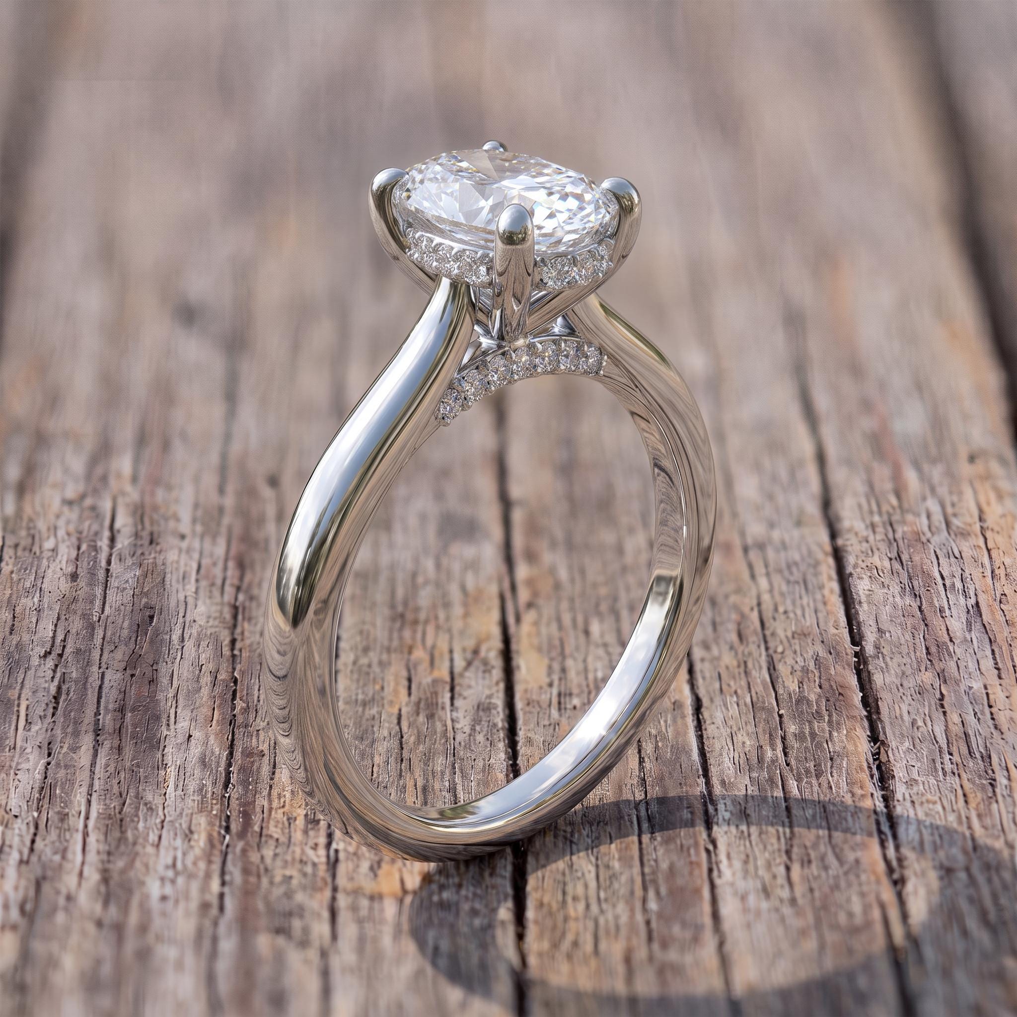 1.25 CT Elegant Oval Cut Diamond Engagement Ring | Hidden Halo Pavé Solitaire Ring | 14K Gold Proposal Ring | Anniversary Ring Gift for Her