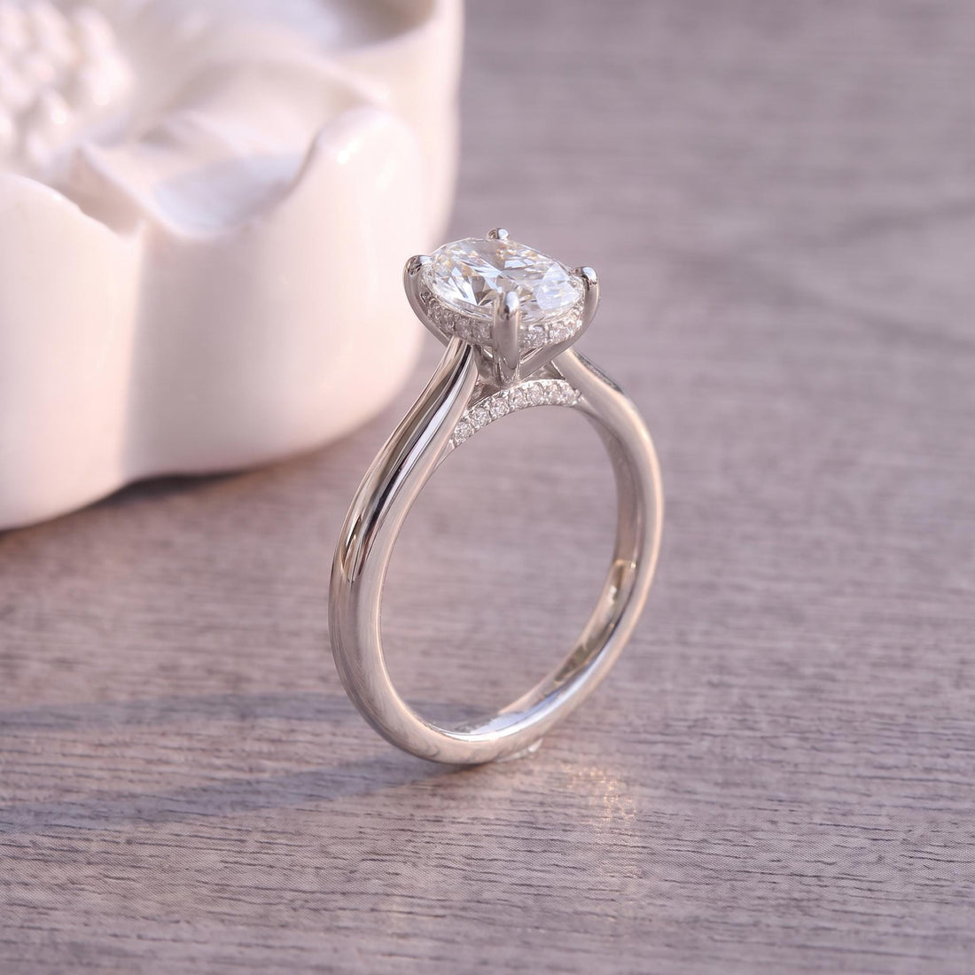 1.25 CT Elegant Oval Cut Diamond Engagement Ring | Hidden Halo Pavé Solitaire Ring | 14K Gold Proposal Ring | Anniversary Ring Gift for Her