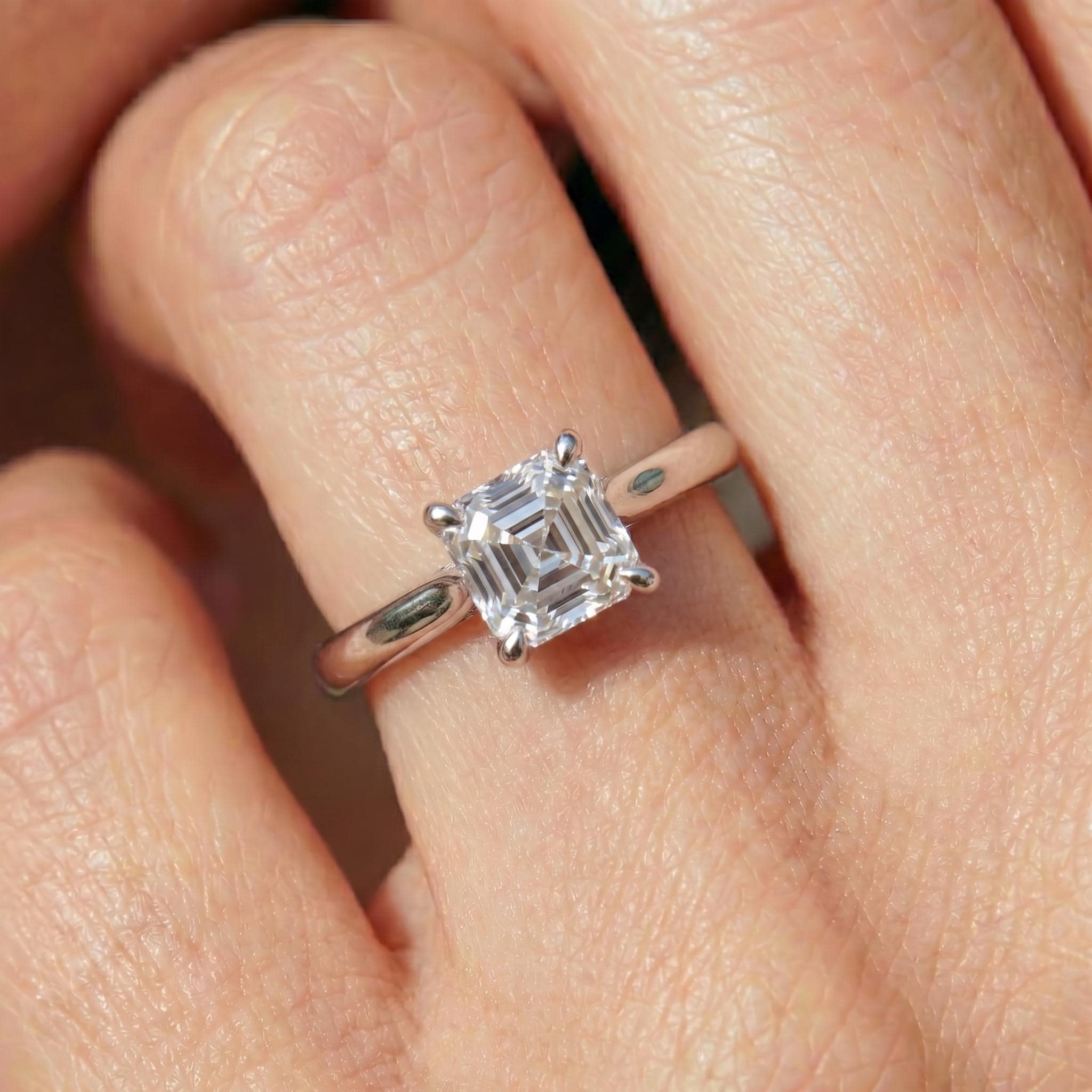 Asscher Cut Diamond Solitaire Engagement Ring | Classic Cathedral Set Proposal Ring | Timeless Anniversary Gift for Her