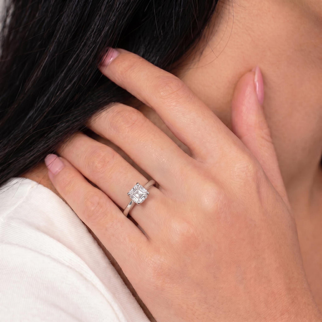 Asscher Cut Diamond Solitaire Engagement Ring | Classic Cathedral Set Proposal Ring | Timeless Anniversary Gift for Her